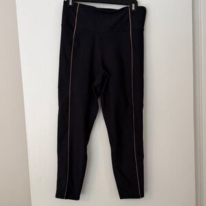 YPB sculptLUX Black Leggings with Tan Piping- large short